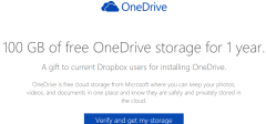 Dropbox korisnicima omogućeno 100gb besplatnog prostora na OneDrive-u